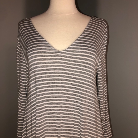 Olivia Sky Striped Gray and White Tunic Top - Picture 10 of 16